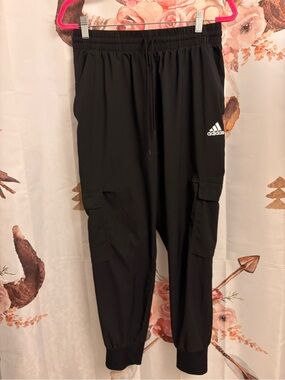 Large Adidas Black Athletic Cargo Joggers